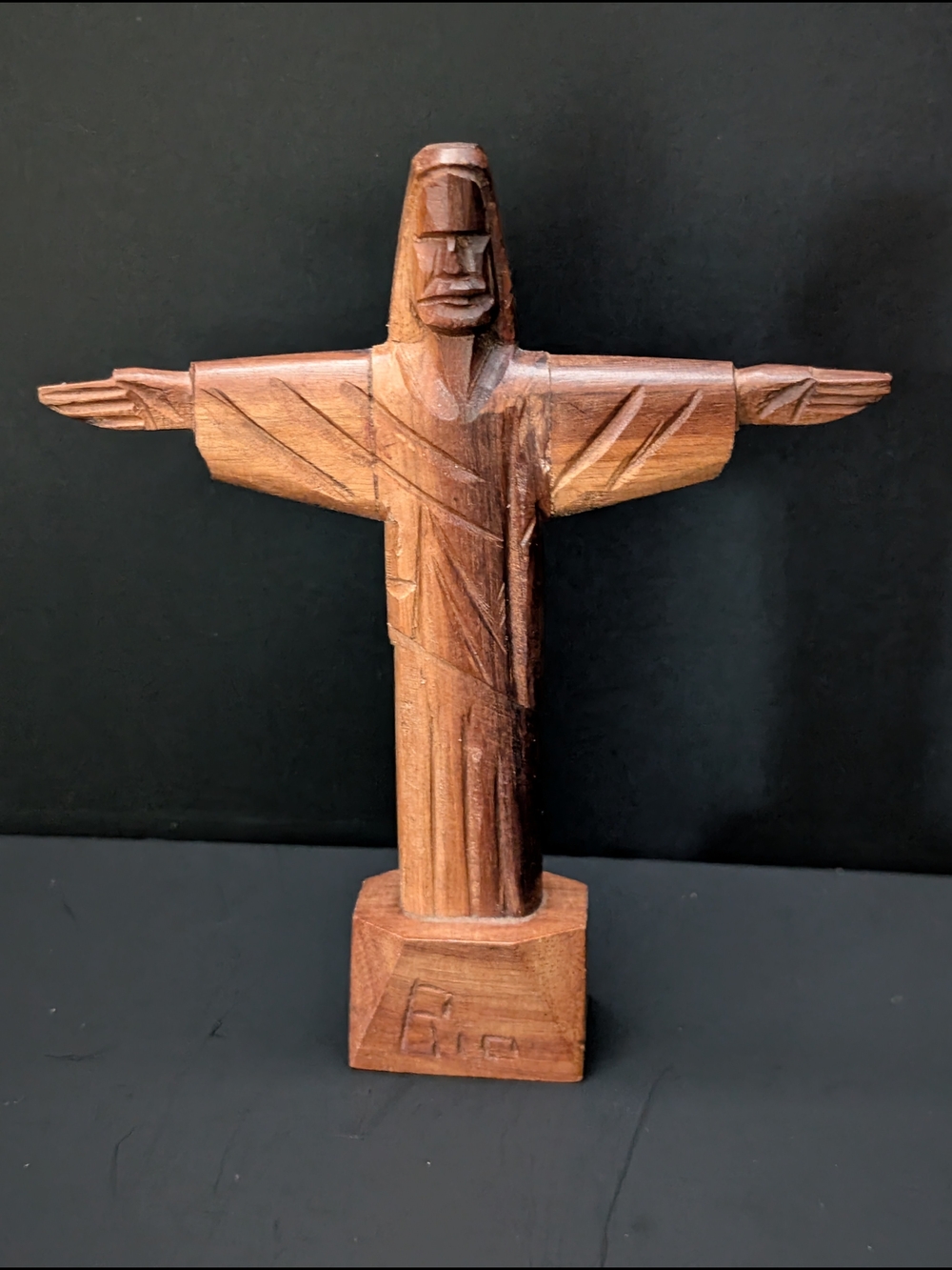 Hand-Carved Wooden Christ the Redeemer Statue - Brown